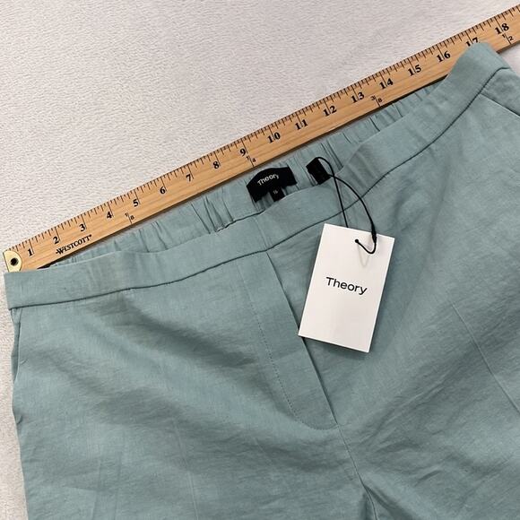 NEW Theory Linen Blend‎ Sky Blue Treeca Pull On Pants Women's 16 Eco Crunch Wash - Picture 8 of 16
